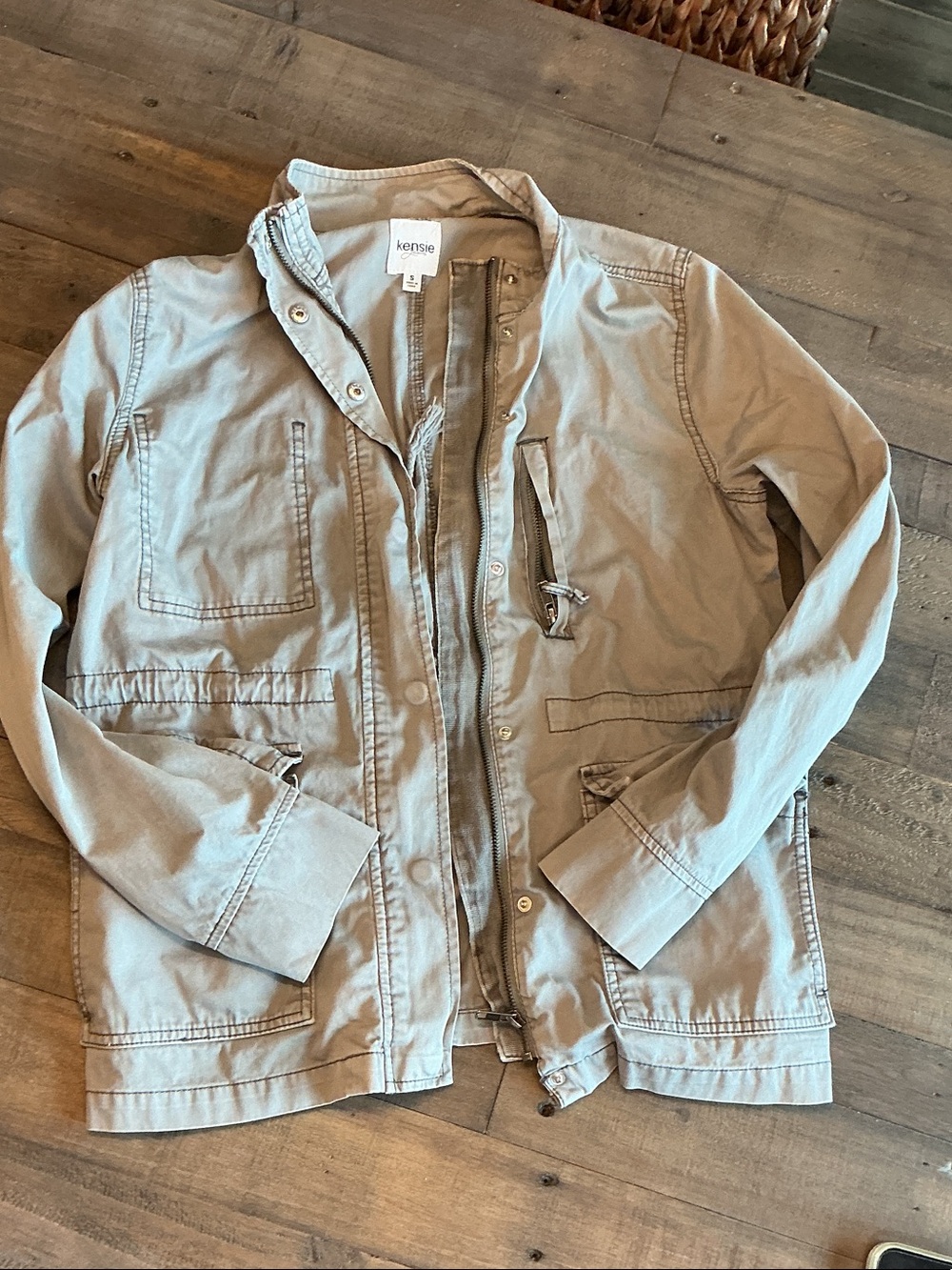 kensie Kids Light Tan Utility Jacket with Front Pockets